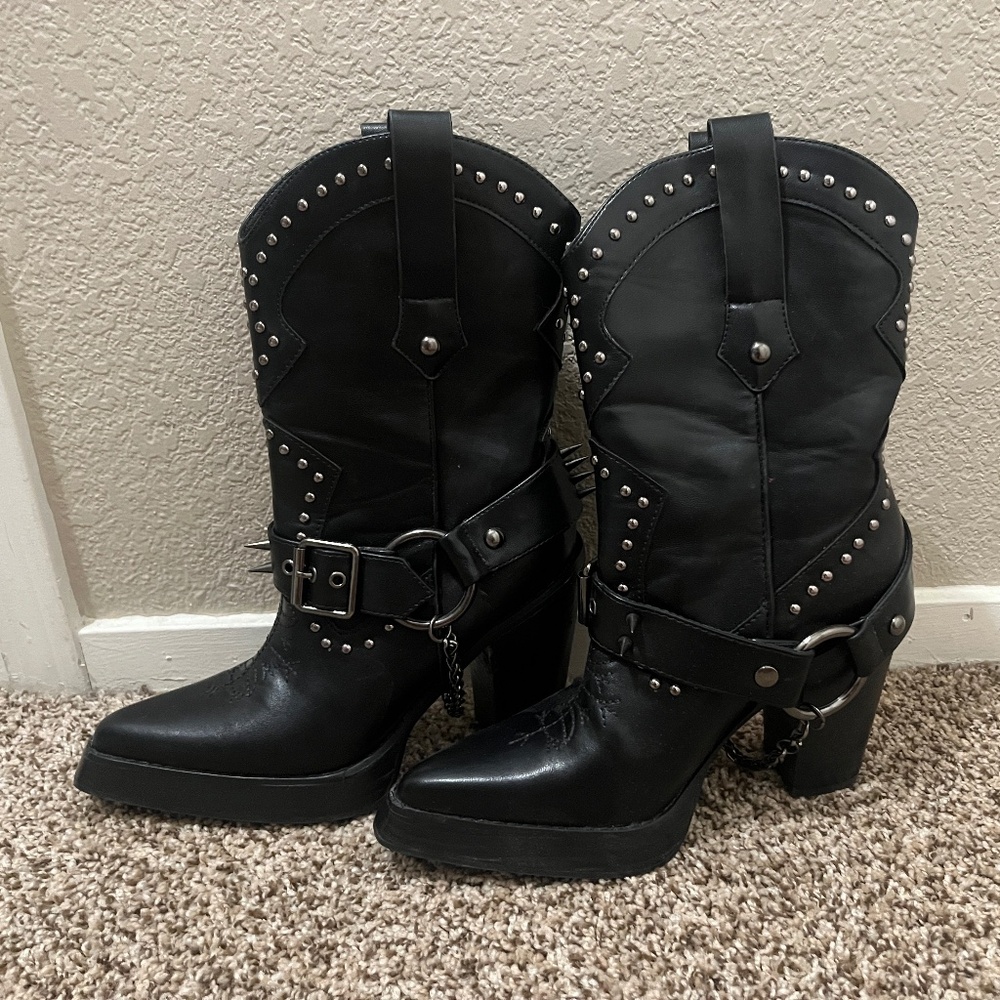 Dolls Kill Widow Spiked Nocturnal Memories Cowboy Boots